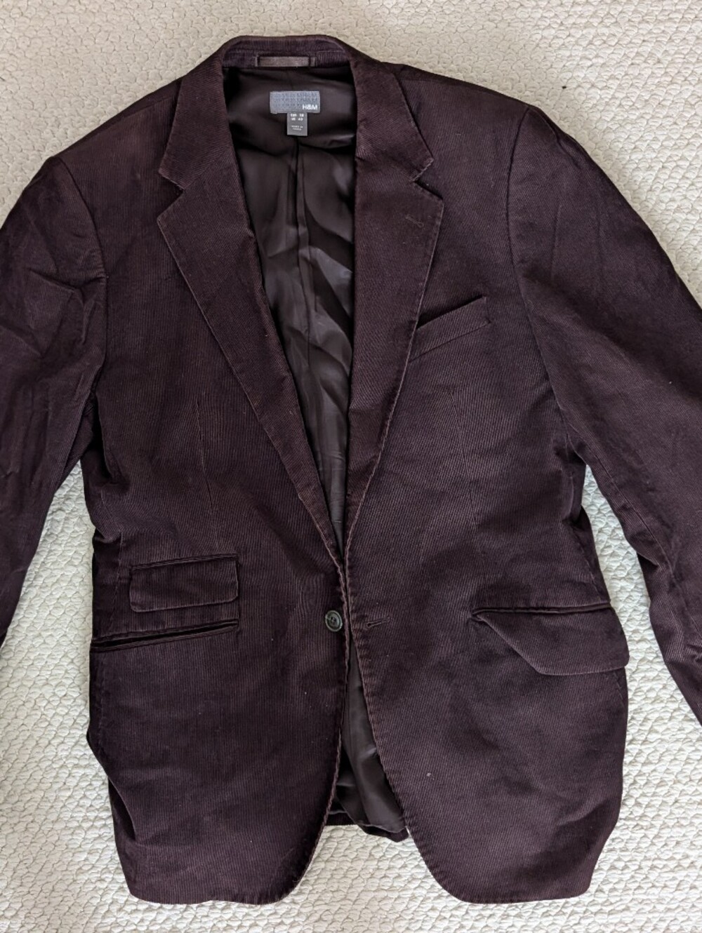 H&M Men's Corduroy Blazer Jacket - Dark Brown